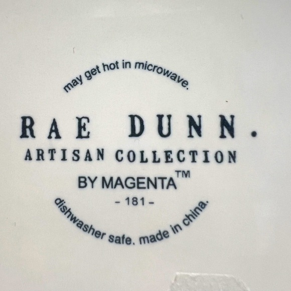 Rae Dunn Festive Ceramic Dish with Green Trees and Paws - Picture 3 of 3